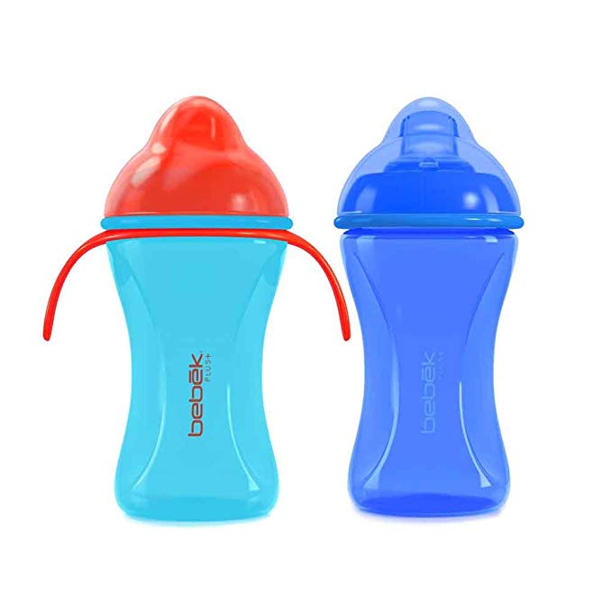 Bebek Baby Products Bebek Soft And Flexible Spout With Handles Cup Combo Set Of 2/Light Blue/Dark Blue