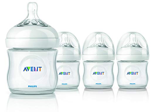 Philips AVENT BPA Free Natural Polypropylene Bottle, 4 Ounce, 4 Pack