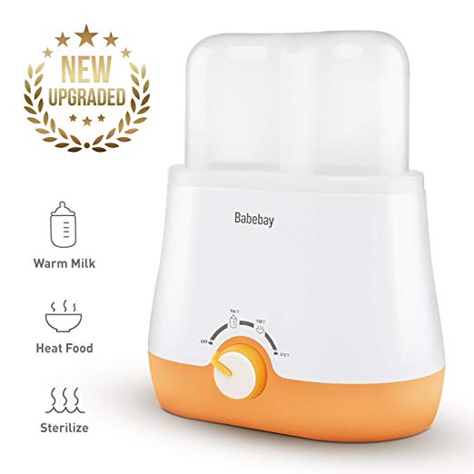 Baby Bottle Warmer & Bottle Sterilizer, 3 in 1 Functions with Precise Temperature Control and Design of Anti-Dry, Fit Most Brands Baby Bottles (Yellow & White 3)