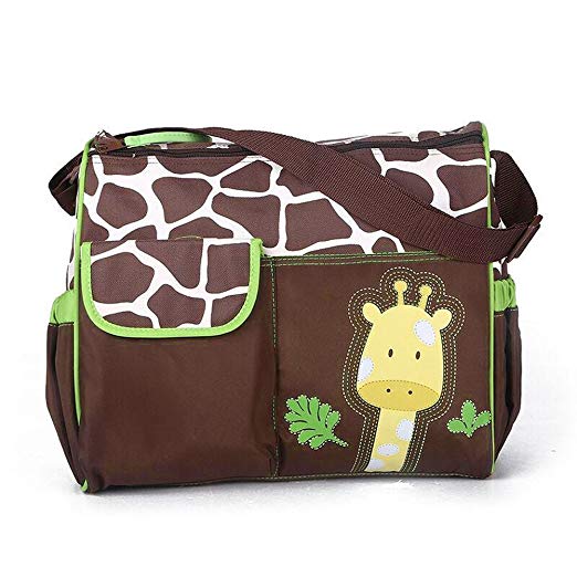 Multifunction Large Capacity Waterproof Baby Boom Duffel Diaper Bag - Mummy Feeding Handbag Tote Shoulder Bags (Green Giraffe)