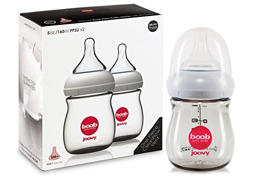 Joovy Boob PPSU Bottle, Grey, 5 Ounce, 2 count