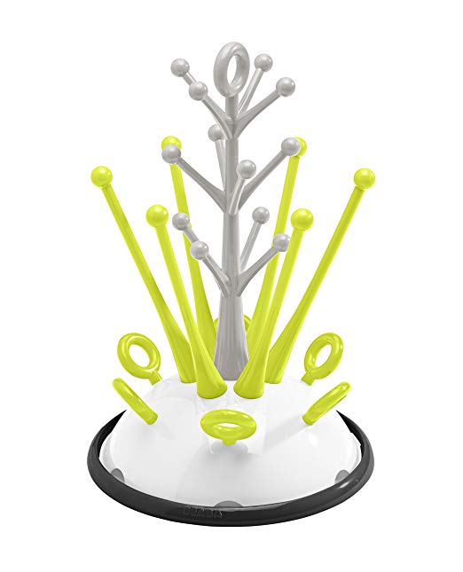 Beaba Baby Bottle Countertop Tree Drying Rack, Neon Modern Design