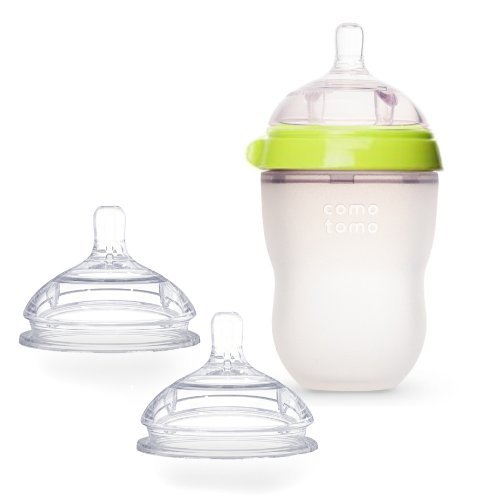 Comotomo Natural Feel Bundle - 2 Items: Green 8 oz Baby Bottle, Extra Pack Medium Flow Nipples