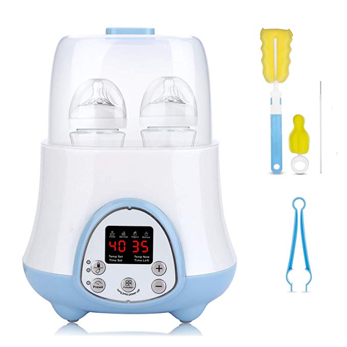 Baby Bottle Warmer ,Bottle Sterilizer 6-in-1 with Breast Milk ,Formula Warmer ,Baby Food Heater,Defrost,Yogurt Maker,Reservation Function,Real-time LCD Display and Precise Temperature Control,Fit Most Brands Baby Bottles