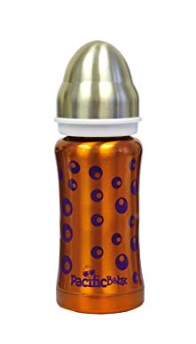 Pacific Baby 3-in-One Insulated Bottle, Orange Bubbles