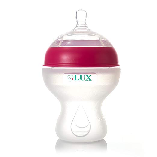 LUX Nurture Baby Bottle | Anti Colic | Infant Bottles | Silicone | Breastfeeding | Nursing | BPA Free | No Leak| Easy Transition | by LUX Baby Bottle (Hot Pink)