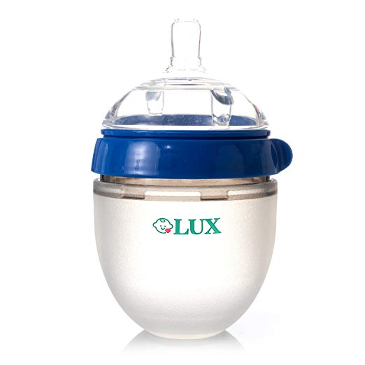 LUX Nature Baby Bottle | Breastfeeding | Nursing | Anti Colic | Feeding Bottles | Infant | Newborn | BPA Free | No Leaking | Blue, 5 Ounces