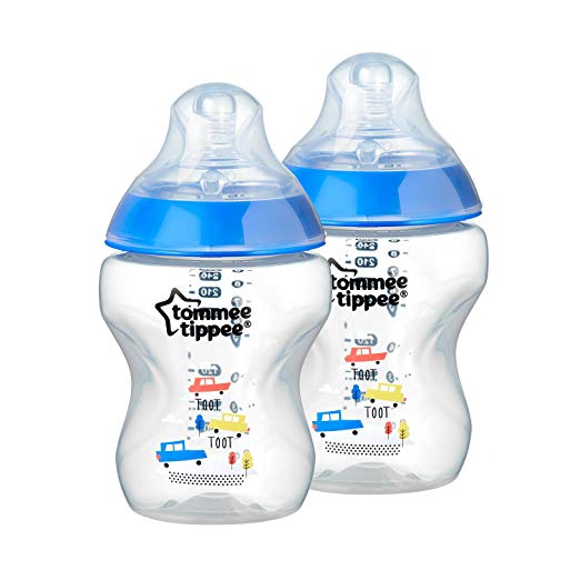 Tommee Tippee Closer to Nature Decorated Bottle, Blue, 9 Ounce, 2 Count