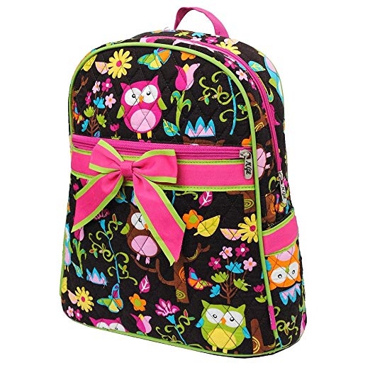 Owl Quilted Print Backpack Trimmed in Hot Pink - How Gives a Woot