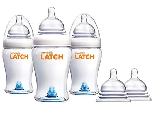 Munchkin Latch Anti-Colic 8 Ounce Baby Bottles with Replacement Stage 3 Bottle Nipples