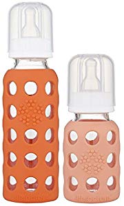 Lifefactory Glass Baby Bottle 2 pack- 1 9oz & 1 4oz (Papaya/Cantaloupe)