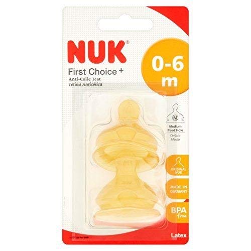 NUK First Choice+ Size 1 Latex Teats - Medium 0-6 Months - 6 Pack