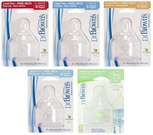 Dr. Brown Nipple Set - Natural Flow Wide Neck Bottle Nipples