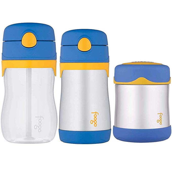 Thermos Foogo Food Jar and Travel Drink Bottle Blue/Yellow Set