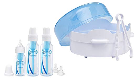 Dr. Brown's BPA Free Polypropylene Natural Flow Bottle Newborn Feeding Set with Microwave Steam Sterilizer