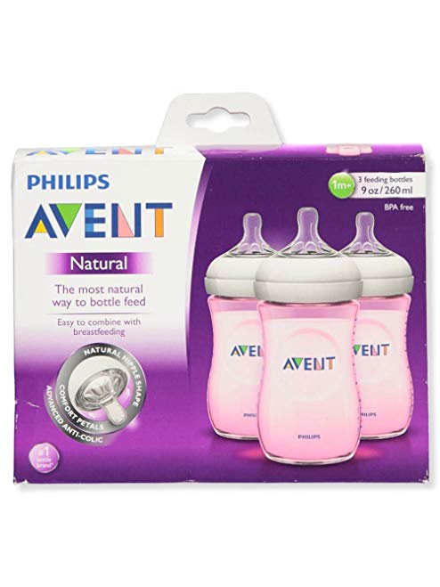 Philips Avent Natural PP Pink 9-ounce Baby Bottles (Pack of 3)