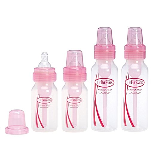 Dr. Browns Pink Bottles 4 Pack (2 - 8 oz bottles) and (2 - 4 oz bottles)