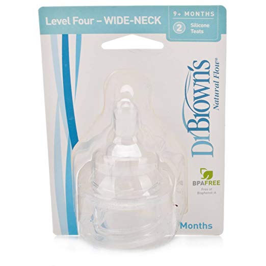 Wide Neck Baby Bottle Nipple 2 Pack Size: Level 4