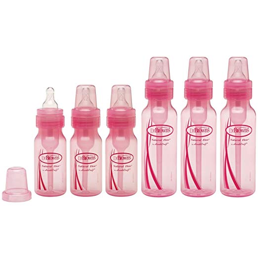 Dr. Brown's 4oz & 8oz Baby Bottle Set, Pink