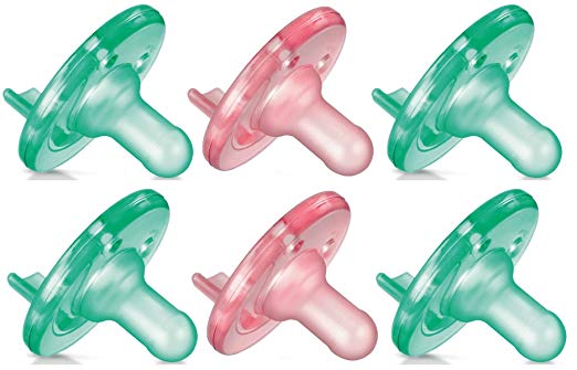Philips AVENT BPA Free Soothie Pacifier, Green/Pink, 3+ Months, 6 pack