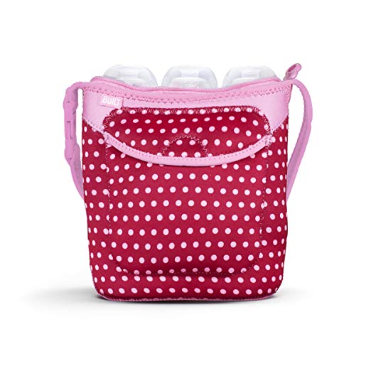 Built Bottle Buddy Three Bottle Tote, In Baby Pink Mini Dots