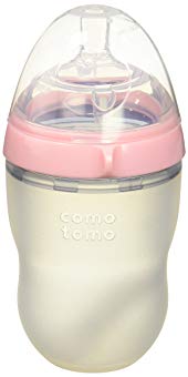 Comotomo Natural Feel Bundle - 2 Items: 8 Ounce Baby Bottle Pink, Extra Pack Medium Flow Nipples